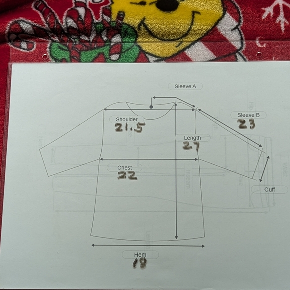 Disney Winnie the Pooh Christmas Holiday LS top size XL red yellow green - Picture 10 of 10